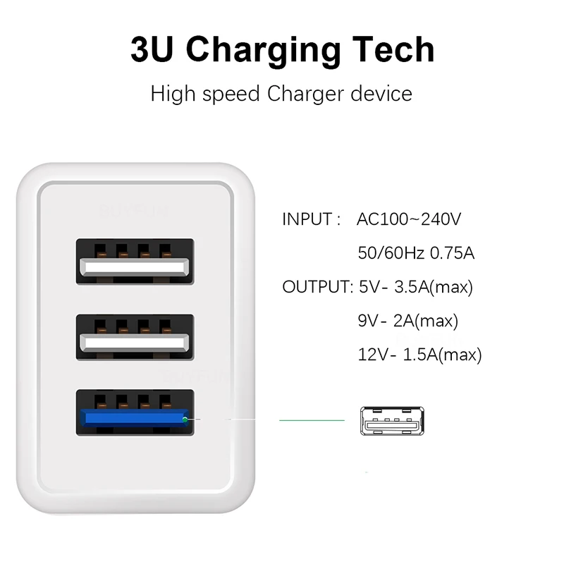 سريع شحن الهاتف المحمول شاحن 3 USB ميناء 5 V 3.5A لنا الاتحاد الأوروبي التوصيل التوصيل سطح المكتب موصل ل أبل iphone سامسونج Xiaomi هواوي