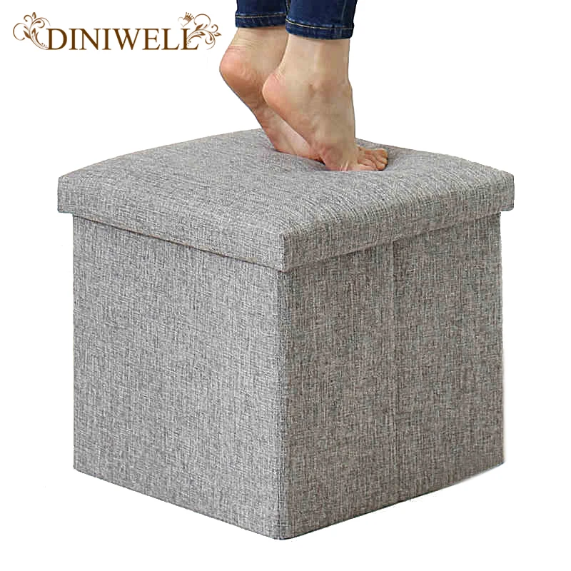 DINIWELL квадратный льняной складной домашний ящик для хранения одежды органайзер игрушка коробка стул сиденье