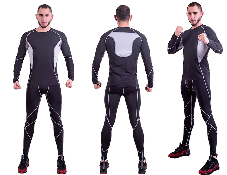 Men Rashguard Sportswear Male Long Sleeve Gym T Shirt Suits MMA Rashguard Fitness Running Shirt Crossfit Bodybuilding Men Shorts Mma (18)
