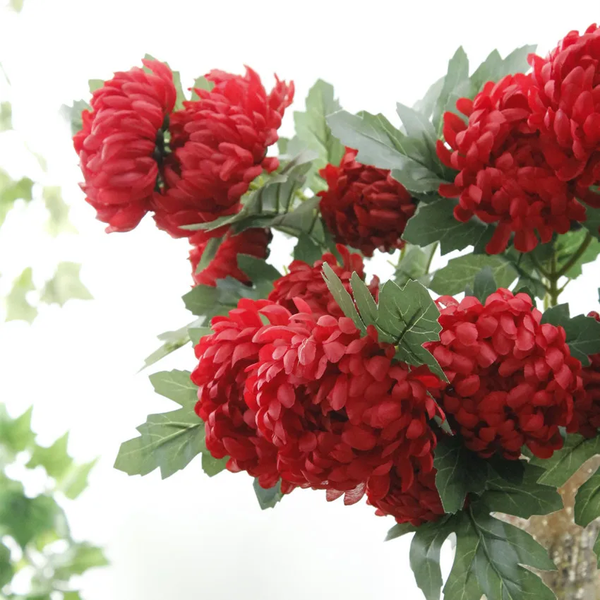 Artificial Spherical Chrysanthemum Flower Bouquet Of Chrysanthemum Fake Silk Plants For Wedding Christmas Party Decoration JH123 (8)