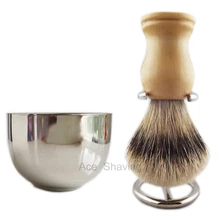 Деревянная ручка Silvertip Барсук бритвенная мыльная щетка подставка для лица для удаления волос набор металлическая чаша