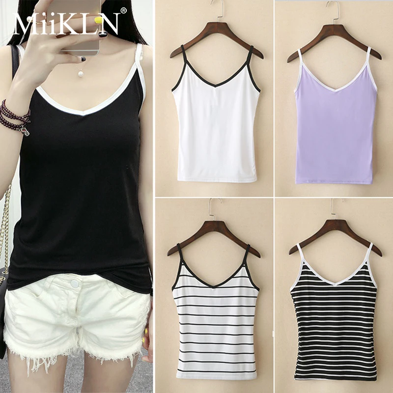 

MiiKLN Summer Tops M Size 8 Colors Women Tank Tops Polyester & Cotton Top Solid Ladies Tops