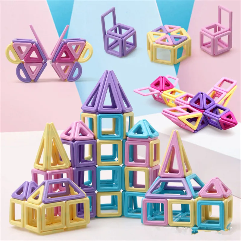 Макарон розовый блок Магнитный конструктор Строительный набор модель и строительная игрушка пластиковый Магнитный блок развивающие подарки игрушка