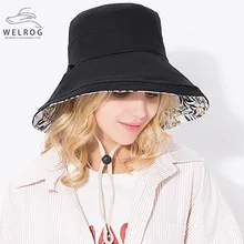 WELROG, весна-осень, женские шапки-ведерки, для улицы, с цветочным принтом, с большими полями, складные рыбацкие шапки, двусторонний головной убор