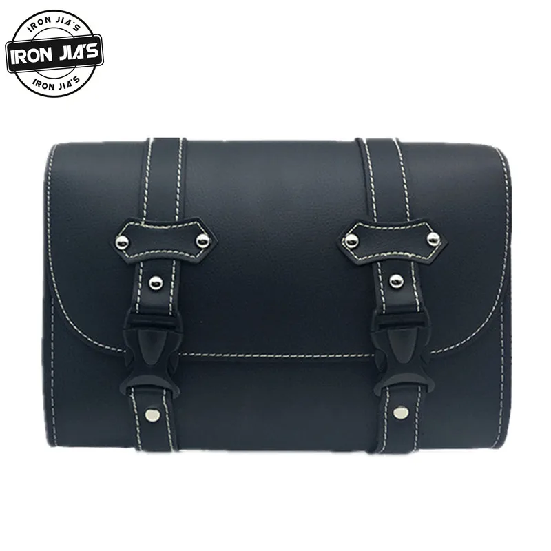 

Motorcycle Saddle Bags Black Vintage PU Leather Motorcycle Side Tool Pouch Tail Bag Handbags 1 piece