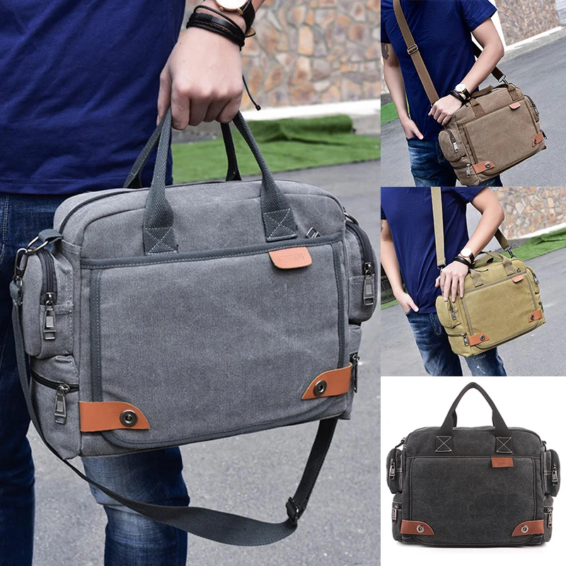 Vintage Canvas Briefcase Men Handbags Travel Flight Messenger Bags
