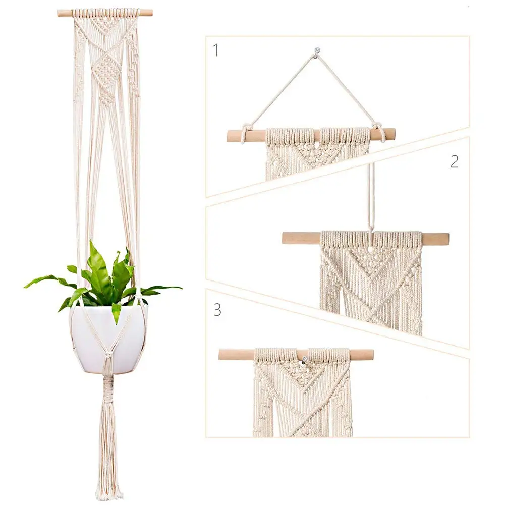 Подвеска для растений из макраме Крытый Открытый держатель для растений хлопок веревочные вешалки 2 шт. Висячие, в стиле бохо плантатор, 41 дюймов