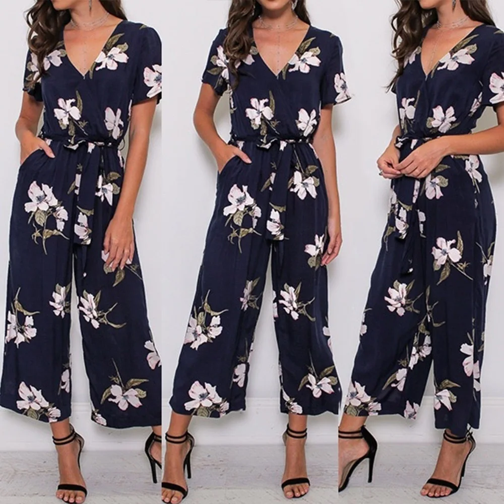 Summer 2019 New Print Pockets Long Jumpsuits Elegant Sexy Bodysuit Rompers Womens Jumpsuit Mono Mujer Largo Elegant Streetwear Summer 2019 New Print Pockets Long Jumpsuits Elegant Sexy Bodysuit Rompers Womens Jumpsuit Mono Mujer Largo Elegant Streetwear