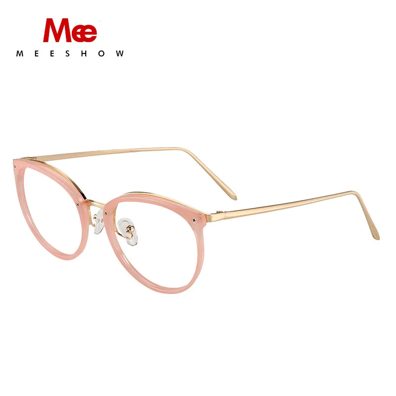 TR90 Оправа очков из титанового сплава для женщин, прозрачные очки, мужские очки для близорукости, круглые очки, оправа для очков - Цвет оправы: Pink