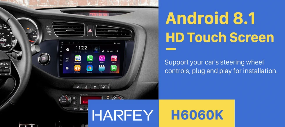 Clearance Harfey Car Stereo GPS 2Din 9" HD Android 8.1 For Kia Ceed LHD 2012 2013 2014 Multimedia Player Head Unit with Bluetooth USB WIFI 0
