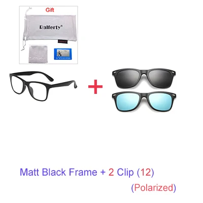 Ralferty, магнитные солнцезащитные очки, женские, на застежке, солнцезащитные очки, мужские, поляризационные, UV400, высокое качество, TR90, 3D, очки для ночного видения, очки по рецепту - Цвет линз: 1 Frame 2 Clip 12