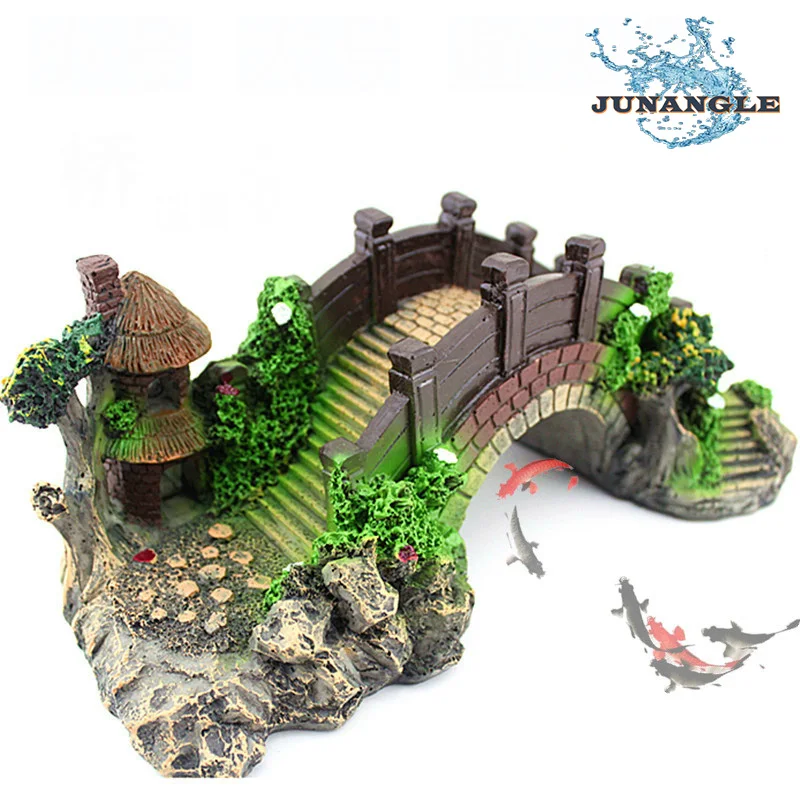 

Fish Tank Landscape Ornament Arch Bridge Aquarium Accessories Resin Bridge Turtles Climb Table Retro Background Aquarium Plants