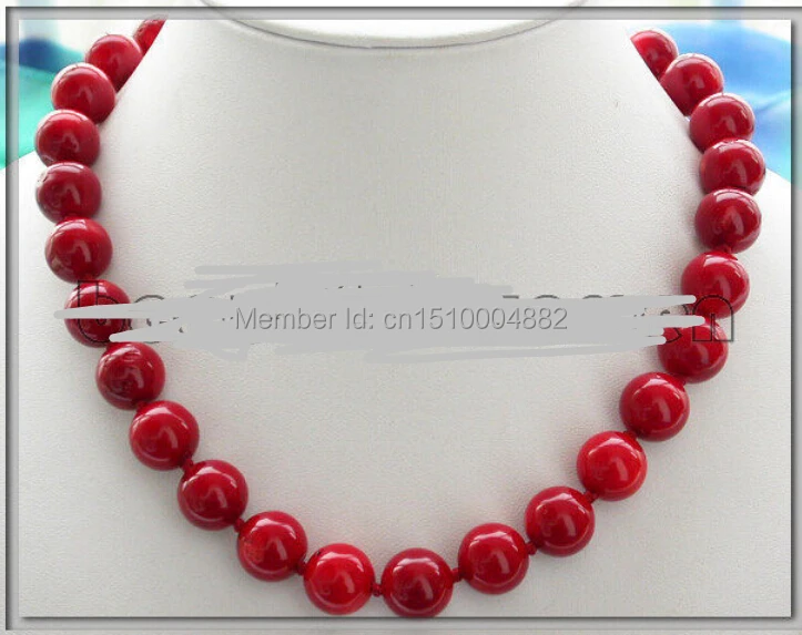 

shitou 00450 REAL 18" 14MM NATUREL RED CORAL BEAD NECKLACE