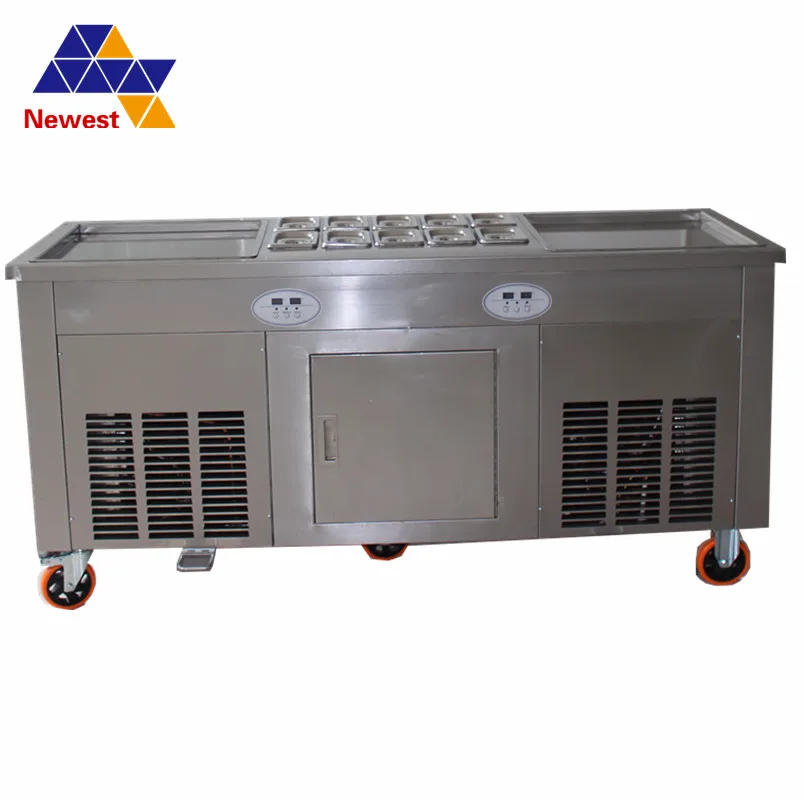

2018 China Factory Supply CE Approved NEW Double Flat Pan Instant Roll Fried Ice Cream Machine, Thailand Fry Ice Cream