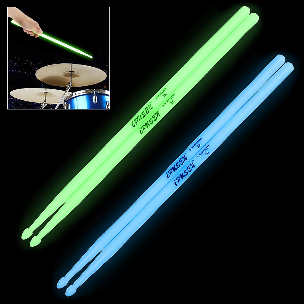 

Noctilucent 5A Drum Sticks Glow in The Dark Stage Performance Luminous Drumsticks Percussion Instruments Accessories