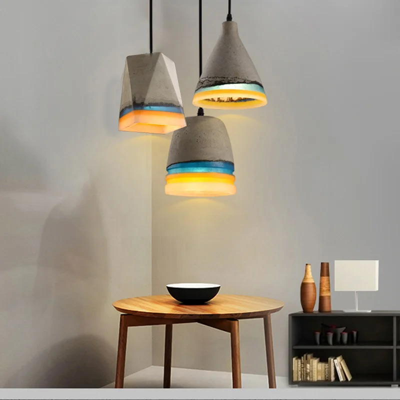 Contemporary Concrete Pendant Light Hanging Vintage Creative Cement Pendant Lamp E27 E26 Socket Drop Lighting For Restaurant Bar (6)