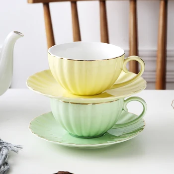 

MUZITY Ceramic Coffee Cup Saucers With Spoon Bone China Tea Cup Set Decoration With Liquid Gold Coffee Cup And Saucer