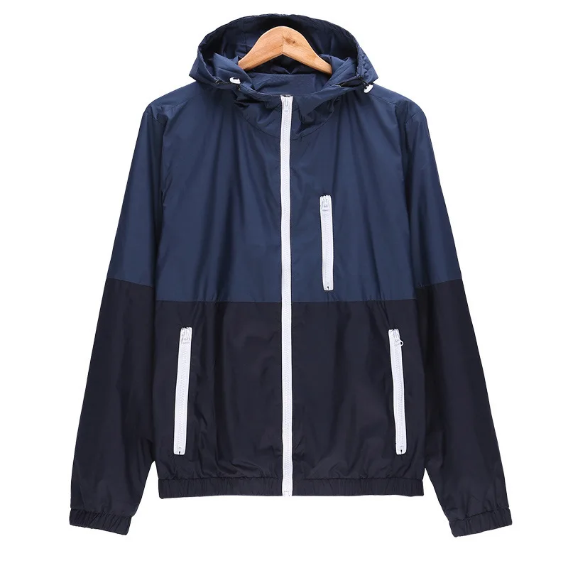

Jacket Men 2019 Summer Autumn Sun-protective Hooded Patchwork Brand Clothing Casual Jaquetas Homme Coat Thin Mens Jackets M-3XL