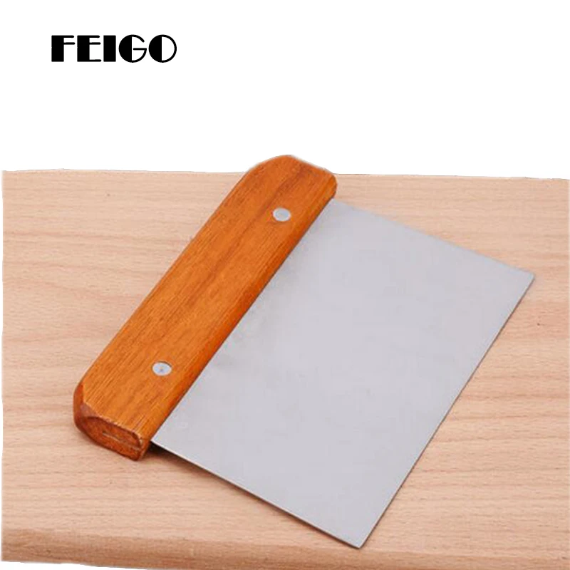 

FEIGO 1Pc Kitchen Stainless Steel Scraper Baking Pastry Tools Dough Scraper Cutter Dough cutter Kitchen Baking Cutting Tool F735