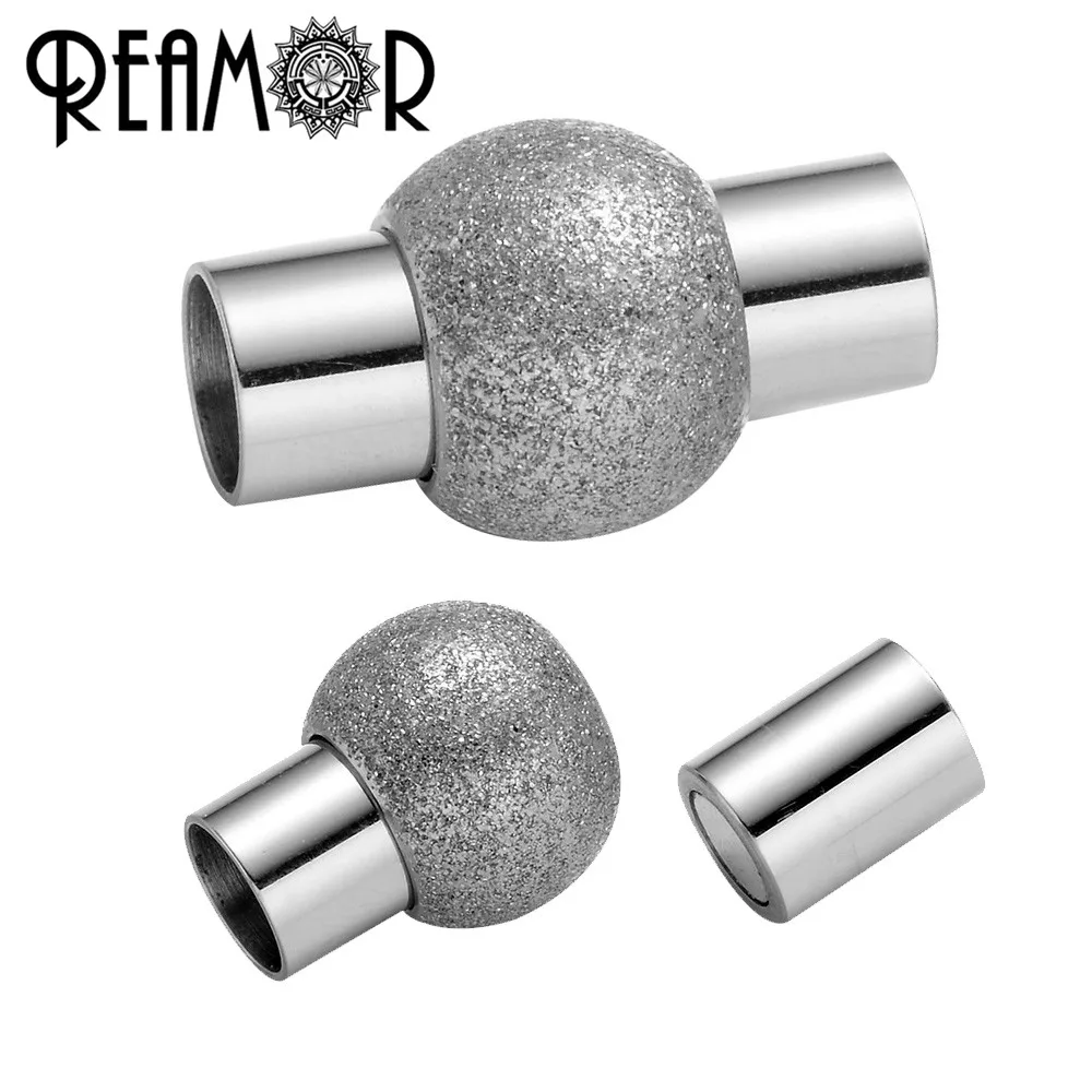 

REAMOR 316l Stainless Steel Sparkling Silver Tone 6mm Round Magnetic Clasps Fit Leather Bracelet Buckle DIY Jewelry Findings