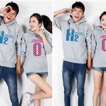 Унисекс для женщин и мужчин любовники письмо H2O воды молекулярный хлопок Толстовка пары пальто пуловер с капюшоном осень зима теплый 8 цветов