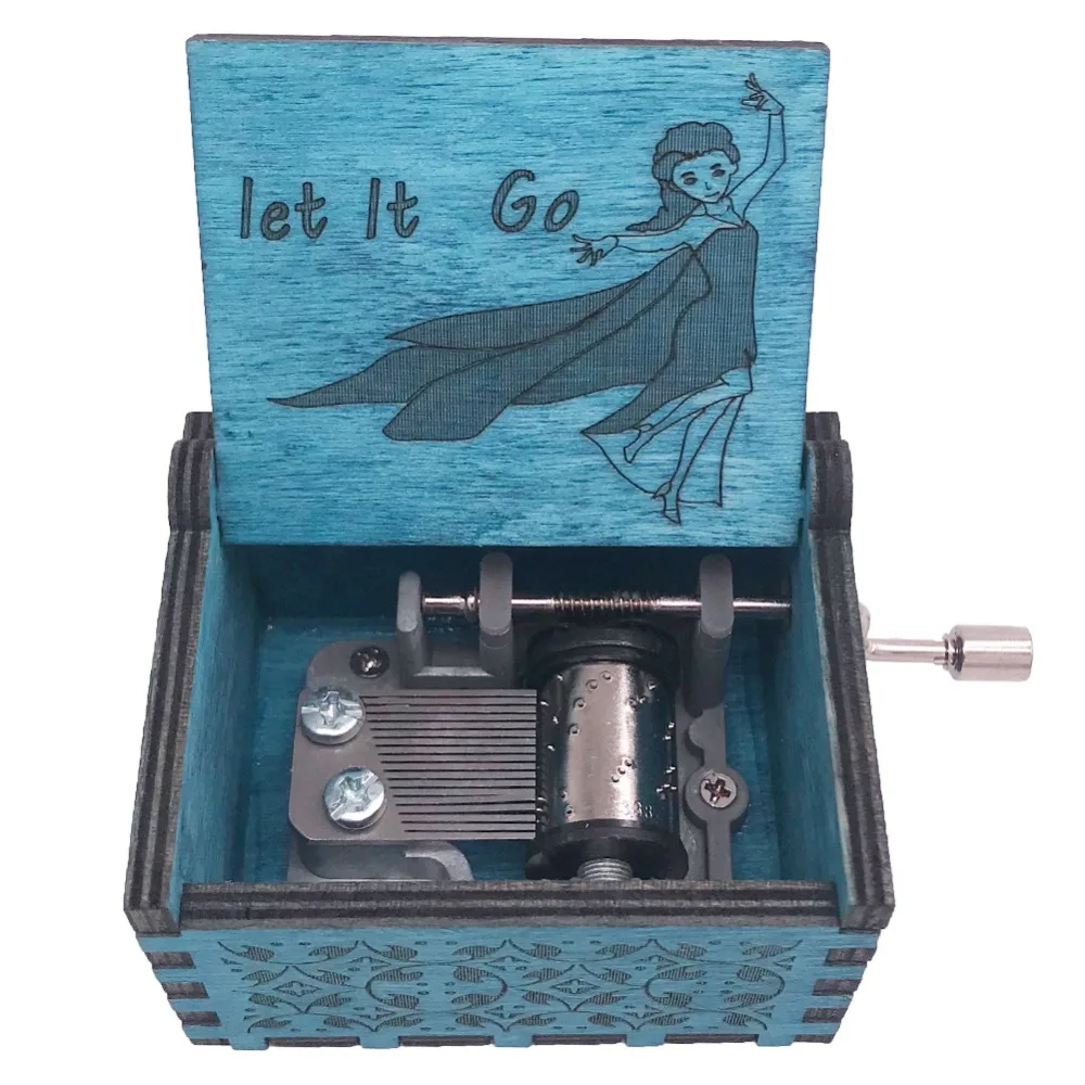 Caja Musical de manivela de mano congelada caja Musical de 18 notas tallada juguetes musicales de madera para niños regalo de Navidad para niños, Play Let it Go Caja Musical de manivela de mano congelada caja Musical de 18 notas tallada juguetes musicales de madera para niños regalo de Navidad para niños, Play Let it Go