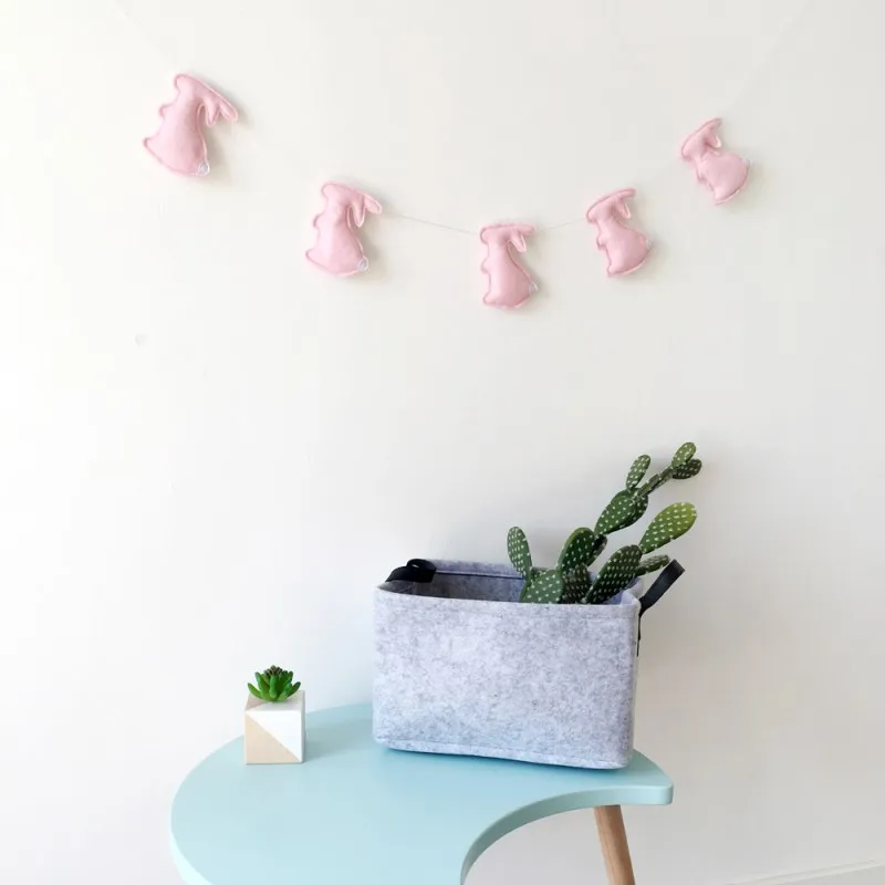 

Ins Nordic Felt Rabbit Mushroom Wall Hanging Garlands String Pendant For Kids Room Decoration Ornament Pull Flower Photo Props