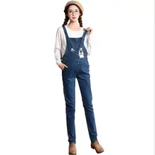 Женские модные джинсовые комбинезоны с мультяшным принтом для беременных, удобные комбинезоны больших размеров для беременных, штаны на подтяжках ws90
