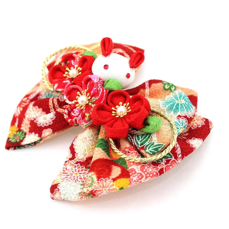 Винтажный Японский стиль Kanzashi Свадебный зажим для головы Выпускной взрослая церемония Сакура цветочное кимоно аксессуар для волос ручной работы HW017