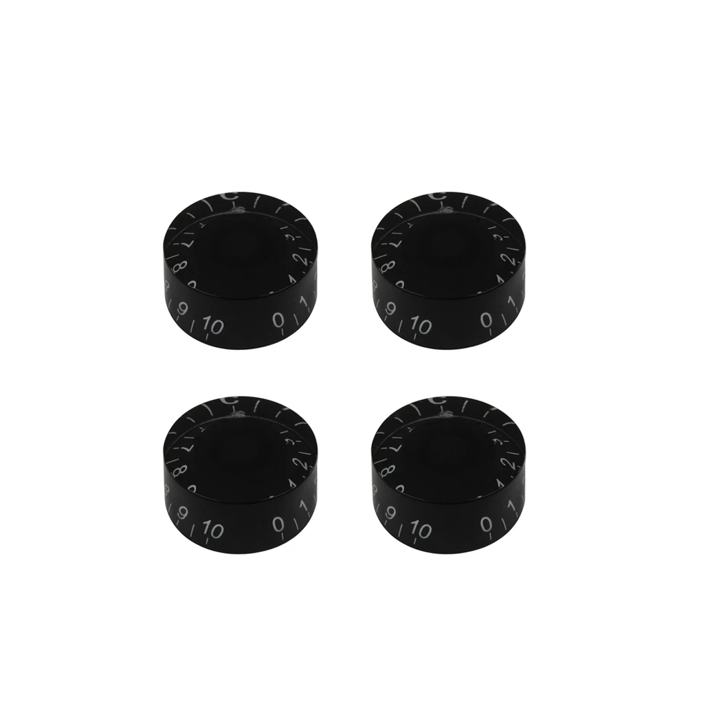 NEW 4Pcs Barrel Style Guitar Speed Control Knobs Black With White