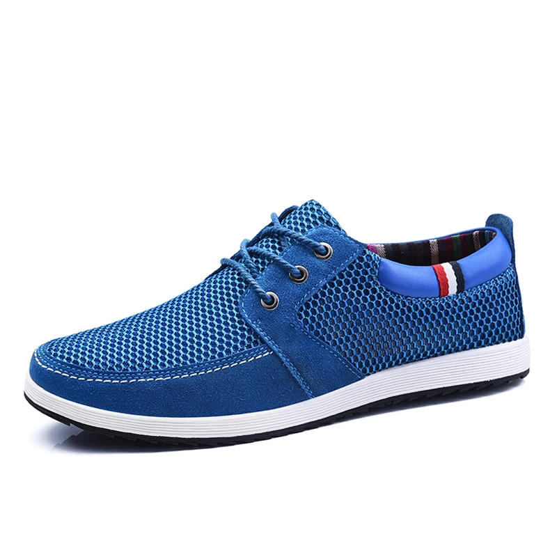 SUROM/Мужская Летняя Повседневная обувь; брендовые дышащие сетчатые красовки для мужчин; стильные водонепроницаемые Мокасины на шнуровке; кроссовки с круглым носком - Цвет: S1719 Royal blue