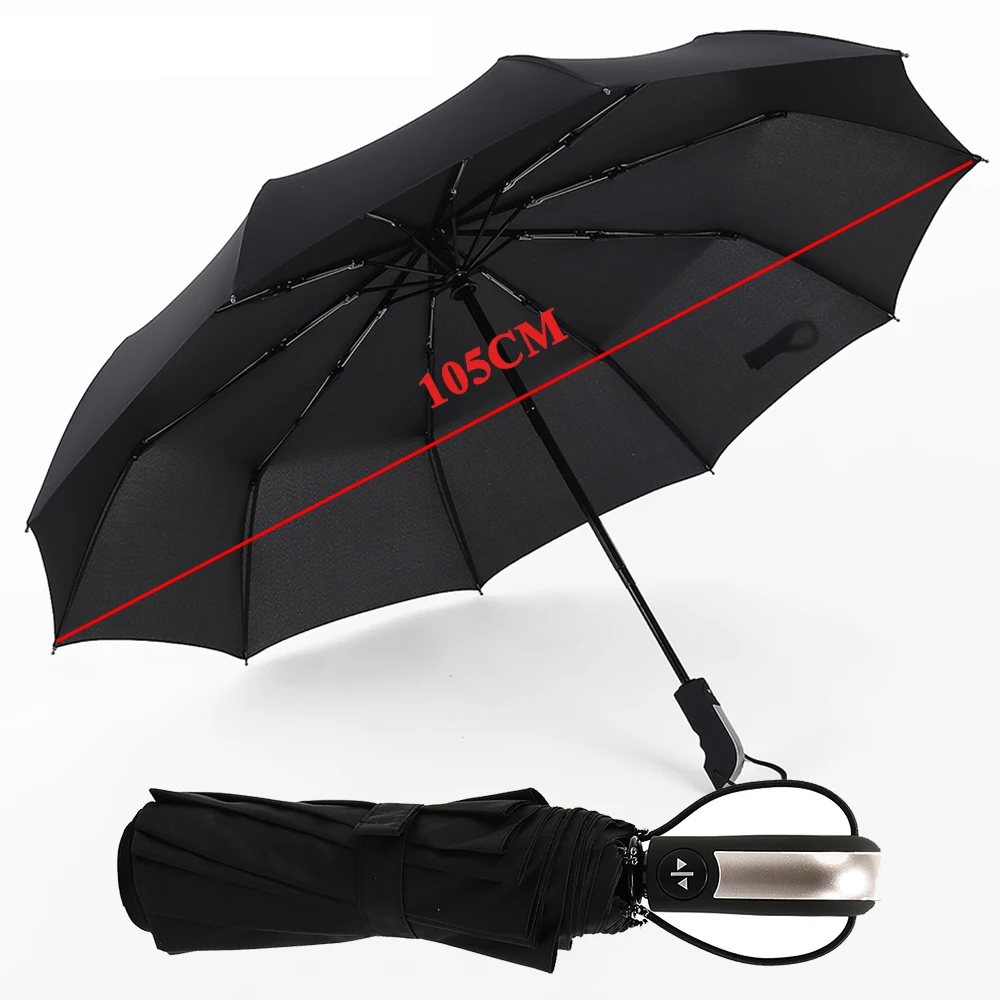

10 bone fully automatic barrel-folding men's automatic umbrella double double folding umbrella