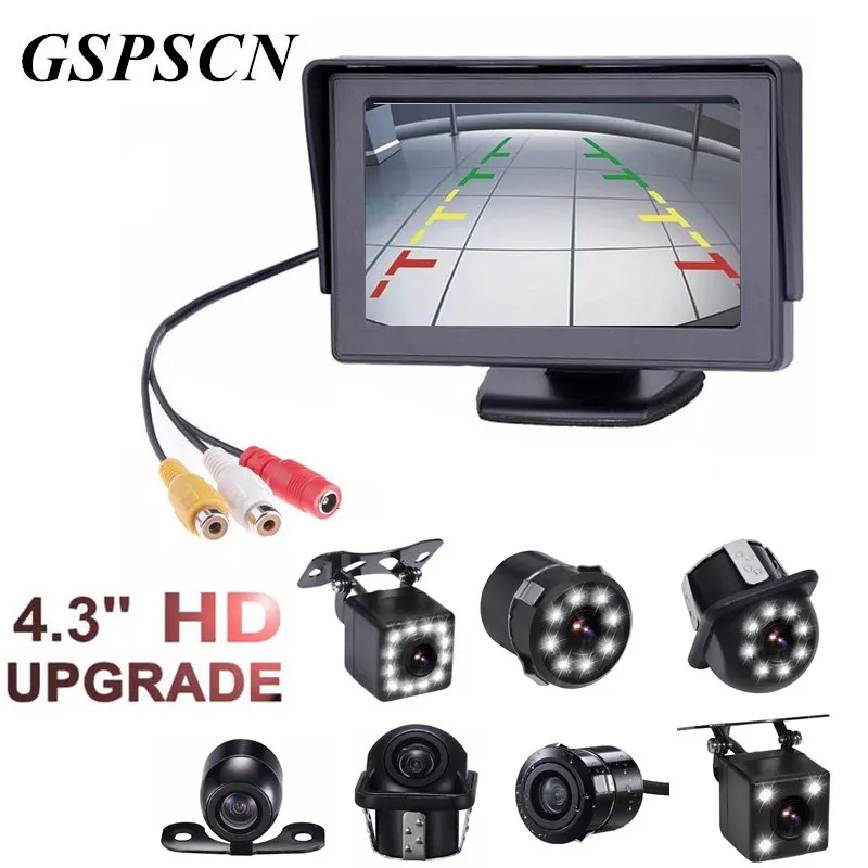 Kopen Auto Backup Achteruitrijcamera 170 Groothoek HD CCD Nachtzicht 2 in1 TFT 4.3 inch Auto TFT LCD achteruitkijkspiegel Parking 4.3 inch Monitor