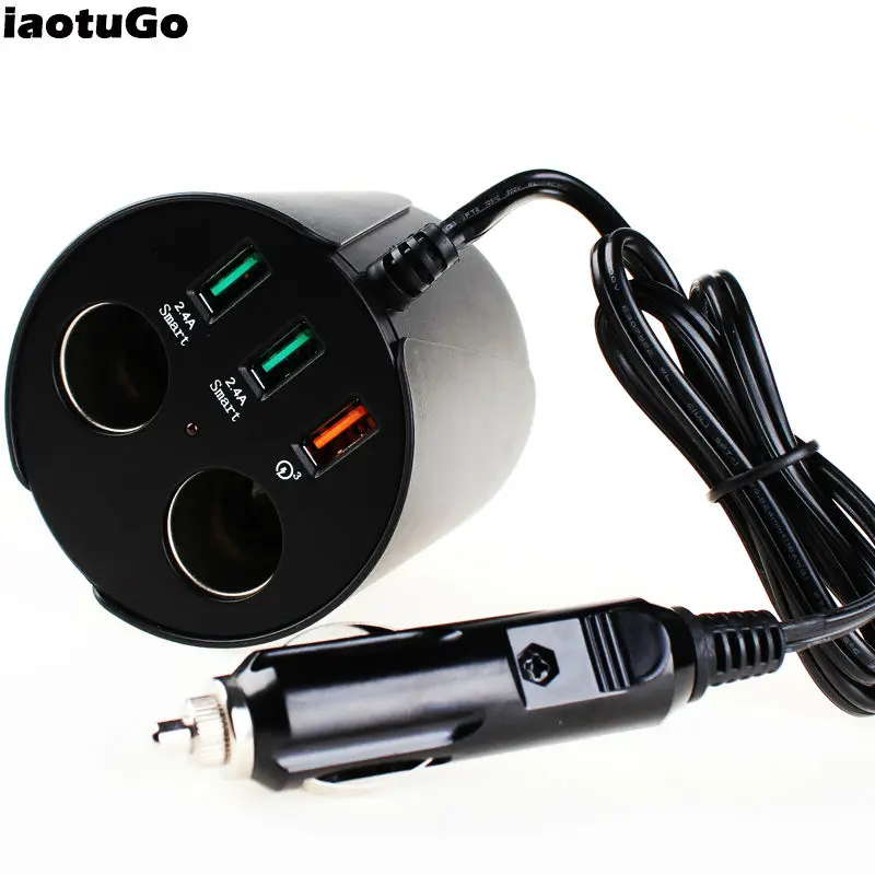 

iaotuGo USB Car Charger Quick Charge 3.0 Cigarette Lighter charger For Phone/GPS/Tablet/DVR,output 5V 2.4A QC3.0