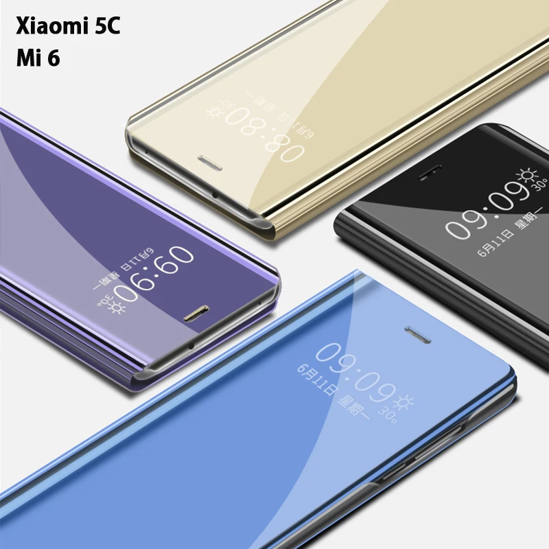 Чехол книжка YonLinTan Smart mi rror для телефона чехол Xiaomi 6 5C жесткие кожаные прозрачные