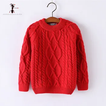 

2017 New Arrival O-neck Autumn Solid BoyPlus velvet thickening Sweaters Casual Knitted Tops Children Warm Style 3T-10T Size