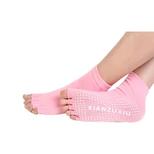 Новинка, хлопковые носки для йоги с коротким носком, с открытыми пальцами, Нескользящие, с открытым носком, Нескользящие, для пилатеса, с застежкой на лодыжке, прочные, с открытым носком, calcetines mujer