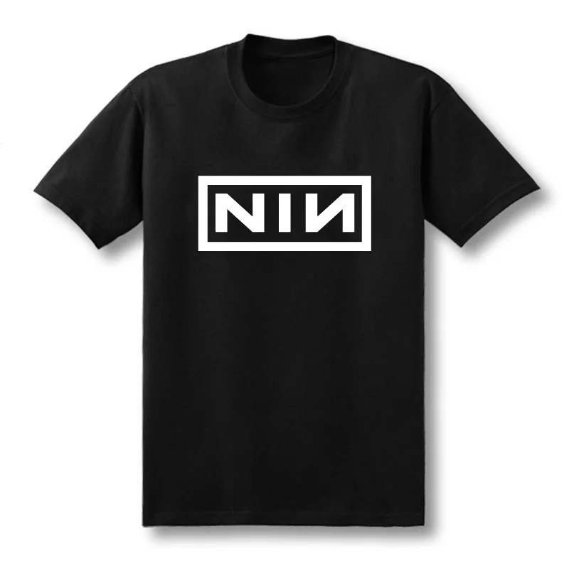 Летний модный костюм хлопок приталенная Повседневная футболка с коротким рукавом мужская футболка с принтом Nine Inch Nails Rock Band Футболки размер XS-XXL - Цвет: Black1
