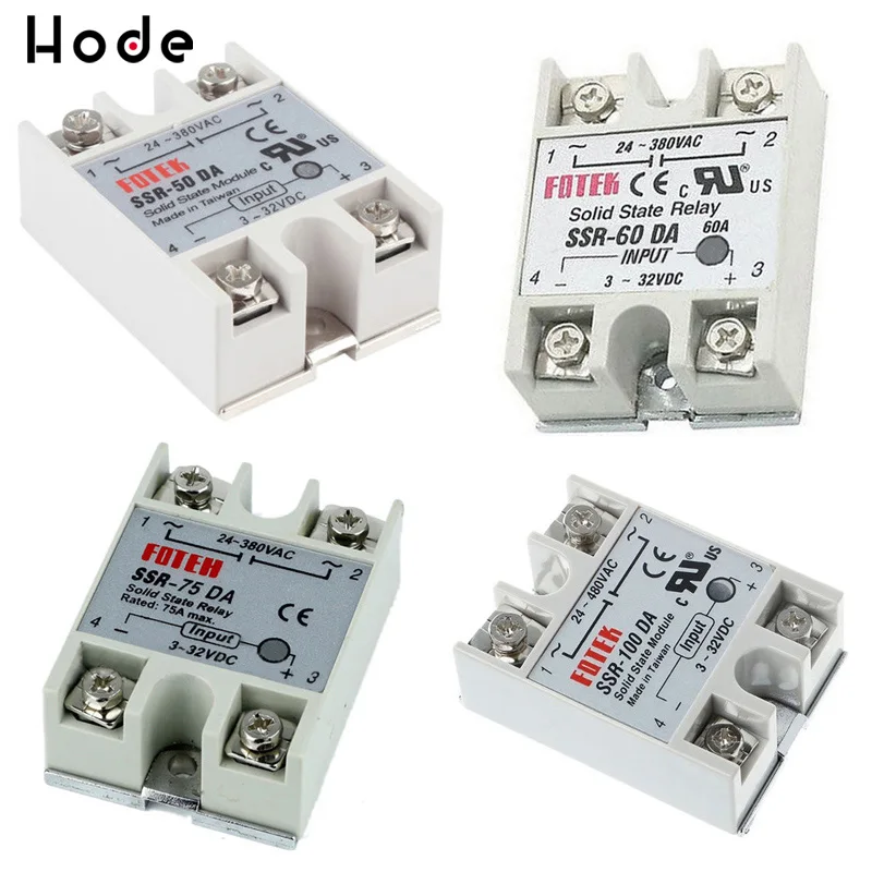 

Solid State Relay SSR-100DA SSR-75DA SSR-60DA SSR-50DA 100A 75A 60A 50A Actually 3-32V DC TO 24-380V AC SSR 100DA 75DA 60DA 50DA