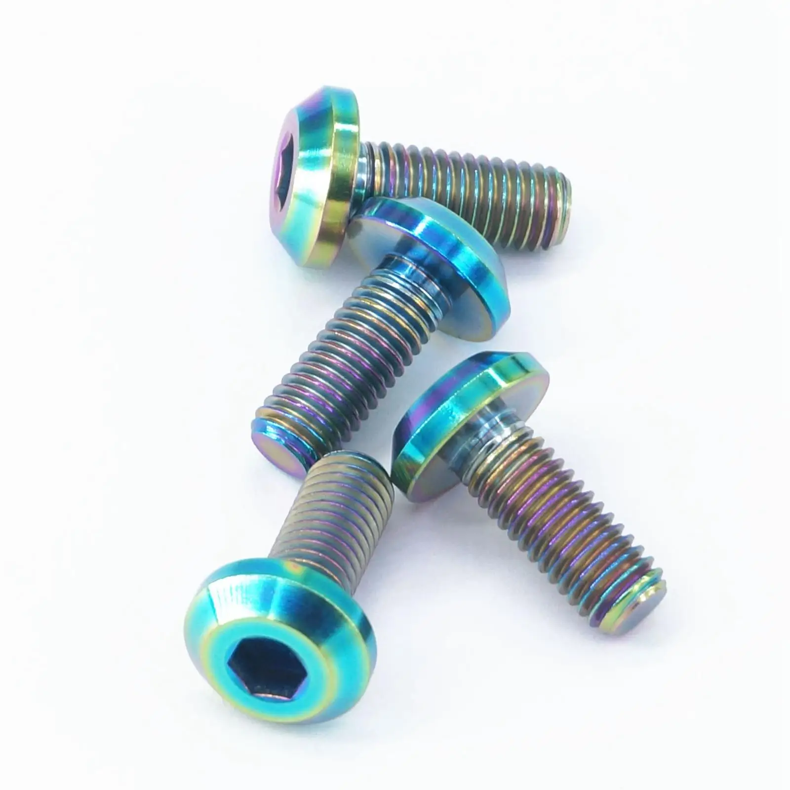 

LOT 4 M8x20mm Pitch 1.25mm Rainbow Grade 5 Titanium Motorcycle Brake Disc Mount Hex Socket Screw Bolts