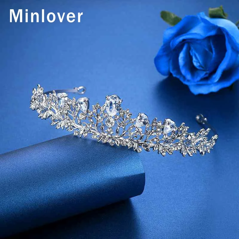 Minlover Роскошные CZ свадебные ювелирные наборы в форме листа Кристалл Свадебное