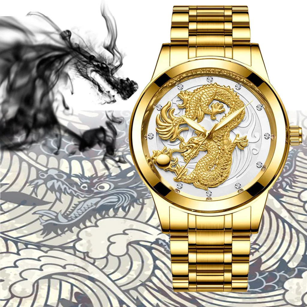 

2019 Stylish Quartz Watch LongFeng Couple Table Luminous Gold Color Quartz Ultra-thin Steel Belt High Quatily Wristwatch Gift LD