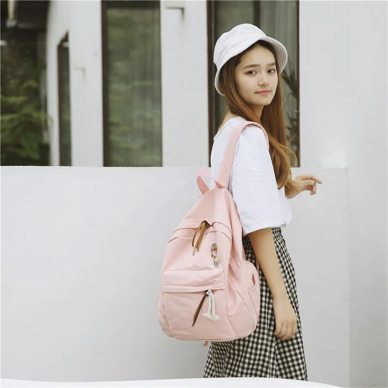 Menghuo Women Backpack for School Teenager Girls Vintage Stylish School Bag Ladies Cotton Fabric Backpack Female Bookbag Mochila (50)