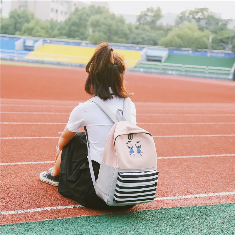Menghuo School Backpacks for Teenage Girls Emboridery Women Canvas Backpack Female Cute Japan and Korean Backpack Travel BagsUYDM1530