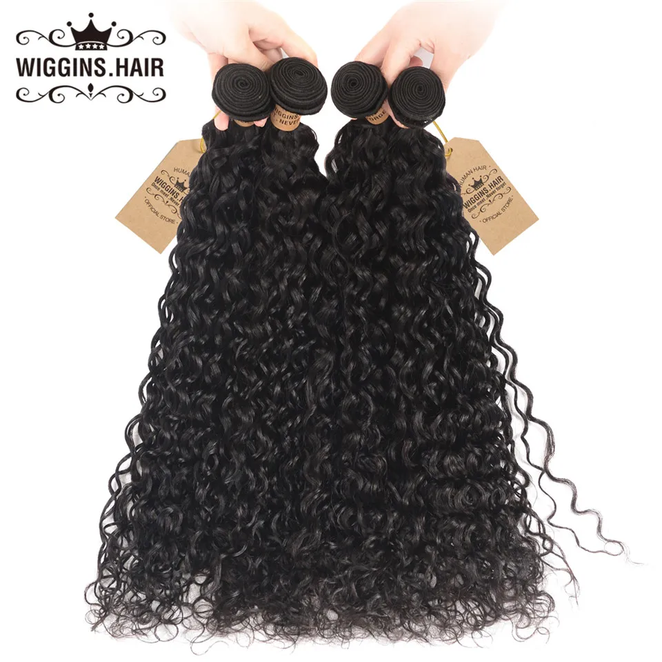 

Wiggins Hair Natural Water Wave 4 Bundles Peruvian hair Bundles 28 inch 30 Inch Bundles Remy Human Hair Extension Can Be Fixed