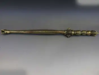 

DS China brass copper carved Buddhism buddha Staff Sculpture Statue