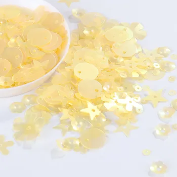 

10g/Pack Mix Sizes Mix Shapes Sequin Matte Yellow Confetti Loose Sequins Glitter Paillettes Sewing Accessories Wedding Confetti