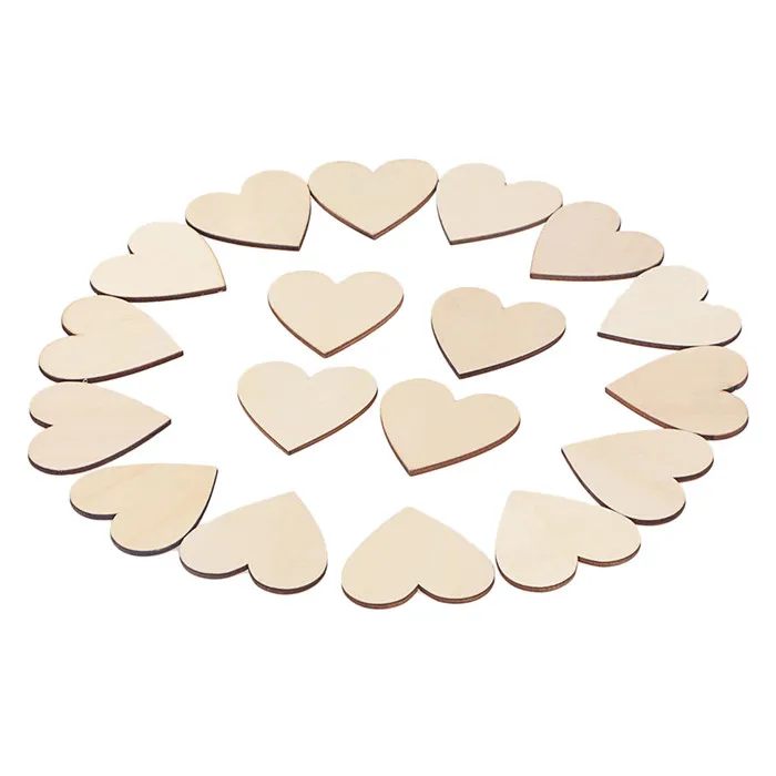25 шт. 50 мм Пустые древесные срезы в форме сердца для рукоделия(деревянный цвет