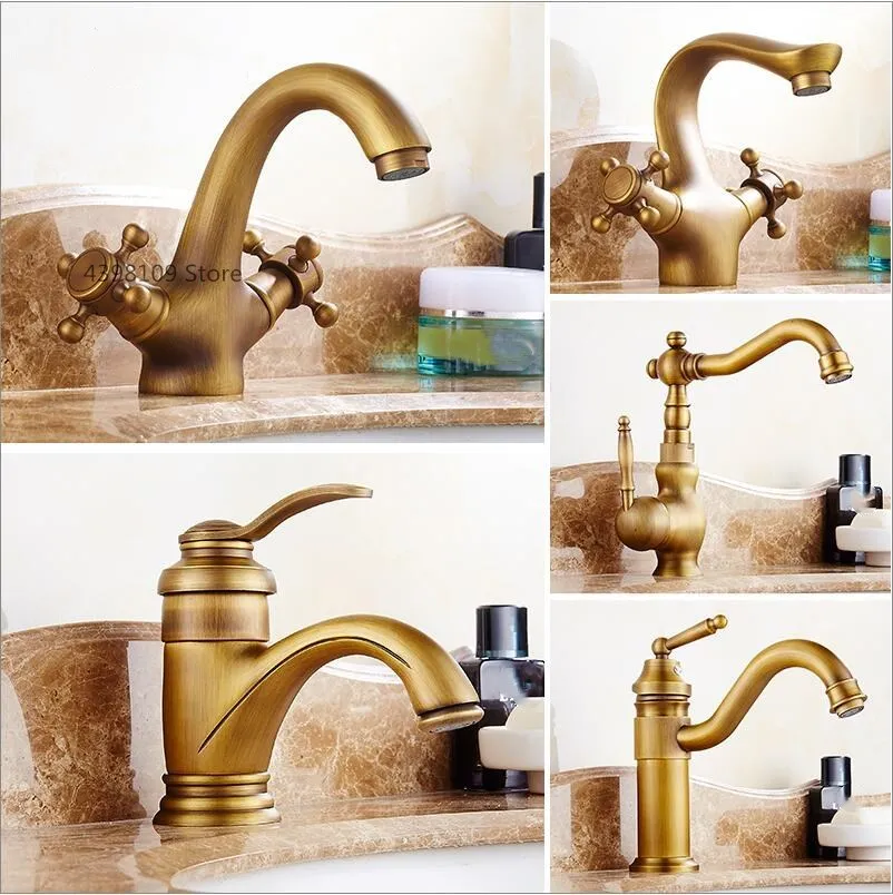 

European copper faucet luxury bathroom retro hot and cold water faucet bathroom basin kitchen sink faucet bathroom facilities
