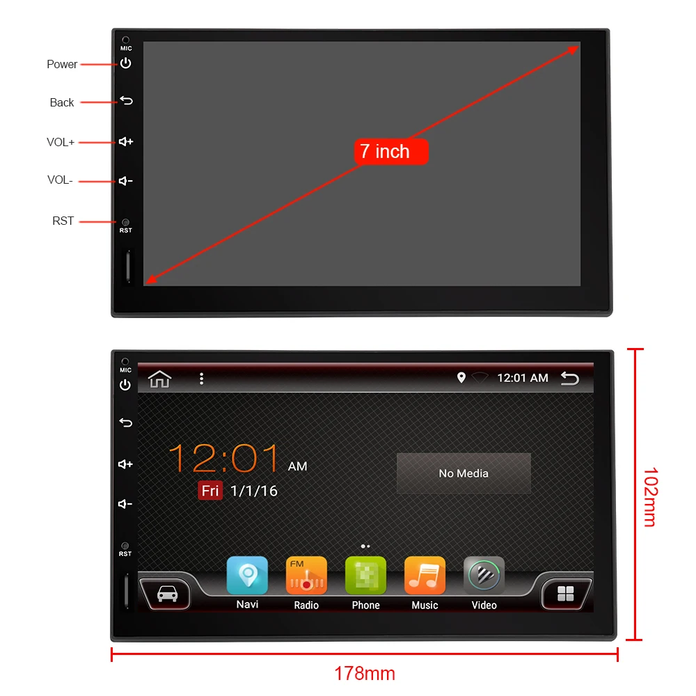 Perfect Eunavi 2 Din Octa Core android 9.0 car player universal GPS Navigation stereo radio with WIFI+bluetooth+SWC+RDS 4G+64G RK3399 4